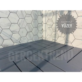 Resim Bahçe Balkon Teras Zemin Döşemesi Banyo Paspası 1m2 11 Adet Antrasit 