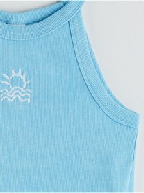 Resim LC Waikiki LCW Kids Mavi Halter Yaka Kız Çocuk Crop Atlet 