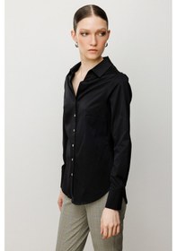 Resim Ekol Kadın Düğmeli Poplin Gömlek 3006 Siyah Siyah 