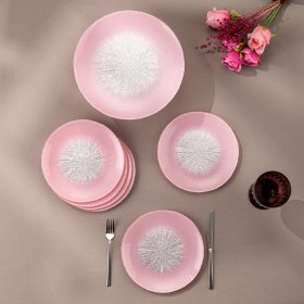 Resim Emsan Pastel 7 Parça Cam Pasta / Tatlı Seti Pembe 