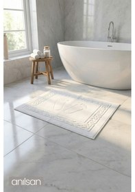 Resim Beyaz Greek Ayak Havlusu - 50x70 Cm, 245 Gr, %100 Pamuk, Spa Ve Otel Banyo Paspası, Günlük Kullanıma Beyaz 