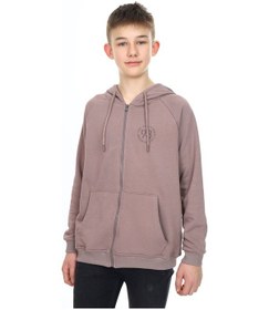 Resim Toontoy Kids Toontoy Erkek Çocuk Kapüşonlu Fermuarlı Cepli Düşük Omuz Baskılı Reglan Kol Örme Hırka - 3 İplik Şardonsuz Kahve 