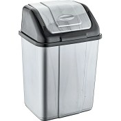 Resim Polytime Magnum Sallanır Kapak Klink Ofis, Banyo, Mutfak Plastik Çöp Kutusu Kovası - 10 Litre - Gri - 37x24x19 Cm. 