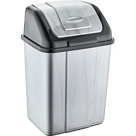 Resim Polytime Magnum Sallanır Kapak Klink Ofis, Banyo, Mutfak Plastik Çöp Kutusu Kovası - 10 Litre - Gri - 37x24x19 Cm. 