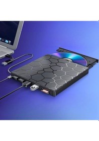 Resim Monozone Harici Cd Dvd Yazıcı Okuyucu Usb 3.0 + Type-c 8 Si 1 Arada Çoklayıcı Hub Sd/tf Kart Destekli 