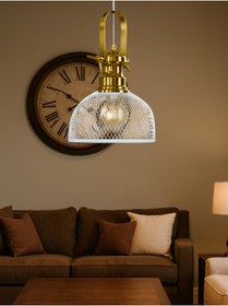 Resim NOONLUX DESIGN&LIGHTING Edam Siyah Sarkıt Kafes Gold Detay Kaplama Oturma odası Salon Mutfak Antre Restaurant Cafe Bar 