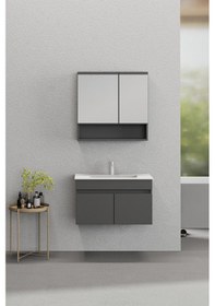 Resim Biani Dalyan 80 Cm Banyo Dolabı Renk Mat Gri 