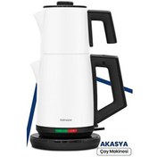Resim Gm-7344b Akasya Beyaz 2200W Ã‡elik Ã‡ay Makinesi Goldmaster