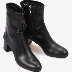 Resim Mocassini Hakiki Deri Kadın Siyah Bot M101 Siyah 