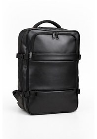 Resim Sırt Çantası Laptop Bölmeli Deri Nubuk Astarlı 17.3 İnç Genişletilebilir Seyahat Uyumlu Usb Aparatlı Siyah 