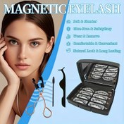 Resim Bir 8 adet 3D Yeniden Kullanılabilir Manyetik Kirpik Seti, Metal Kirpik Giyim Aracı, 5 Bölümlü Manyetik Kutup Güçlü Adsorpsiyon, Doğal Makyaj, Kolay Giyim, Günlük Giyim için Uygun 