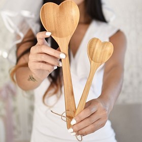 Resim 1 adet Bambu Kalp Şekilli Kaşık Seti - Büyük Ahşap Pişirme Kaşıkları Kalp Tasarımı ile, İdeal Babuş, Anne, Karısı, Misafirperver, Şef için Mükemmel - Sevgililer Günü, Noel, Şükran Günü, Cadılar Bayramı Süslemeleri, Sevgililer Günü Hediyesi|Wimsical Mutfak Eşyaları|Doğal Bambu Malzeme, Ahşap Kaşık Tutucu 