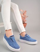 Resim devrialemshoes CH173 KBT Velluto Kadın Ayakkabı MAVI 