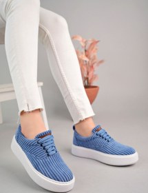Resim devrialemshoes CH173 KBT Velluto Kadın Ayakkabı MAVI 