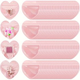 Resim 20/100 adet Pembe Kalp Şeklinde Ambalaj Çantaları Sevgililer Günü Küçük Takı Çantaları Şeffaf Yeniden Kapatılabilir Çantalar Sevimli İkram Çantaları İş Düğün Doğum Günü Festival Parti İkram Malzemeleri 