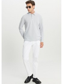Resim Ac&Co / Altınyıldız Classics Erkek Grı %100 Pamuk Standart Fit Normal Kesim Polo Yaka Sweatshirt Gri 