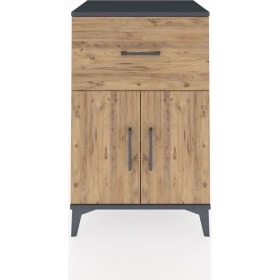 Resim Hyperion Komodin Tek Raflı Tek Çekmeceli 2 Kapaklı 60X44X96 Antrasit-Çam 