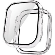 Resim Ekılıf - iOs Watch 10 42mm Uyumlu - Sert Pc Electroplatink Çerçeveli Ekran Koruyucu Watch Gard 36 - Şeffaf 