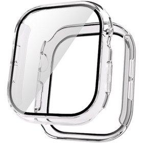 Resim Ekılıf - iOs Watch 10 42mm Uyumlu - Sert Pc Electroplatink Çerçeveli Ekran Koruyucu Watch Gard 36 - Şeffaf 