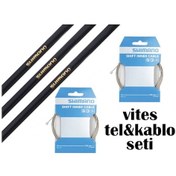 Resim Shimano Vites Teli ve Shimano Kablo Set Takım Siyah 