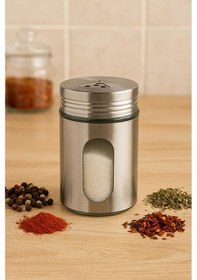 Resim Metal Tuzluk Biberlik Baharatlık 200 Ml Gri Gri 