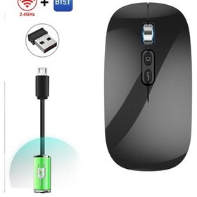 Resim Hxsj M103 1600dpı Uv Çift Modlu 2.4ghz Bluetooth 5.1 Kablosuz Şarj Edilebilir Fare Siyah Diğer 