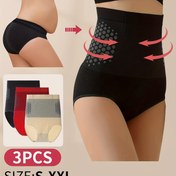 Resim 3 Adet Kadınlar İçin Yüksek Bel Karın Kontrolü Şekillendirici İç Çamaşırı, ile Teal Detaylı Siyah, Nylon/Spandex Karışımı, Elde Yıkanabilir - Plus Beden için Isıyla Sıcak Tutan Pedli, İnce Gösteren ve Rahat Kalpli Dikişsiz Tasarım İç Çamaşırı 