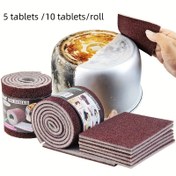 Resim 5 adet/10 adet/1 rulo, Kum Sünger Temizlik Bezi, Tencere Tabanı Temizleme ve Kireç Çıkarma Süngeri, Tencere Sünger Fırçası, Pas Çıkarma Süngeri, Bulaşık Süngeri Bloğu, Ovma Ped, Güçlü Lekeleri Çıkarma, Temizlik Malzemeleri, Temizlik Araçları, Noel Malzemeleri 