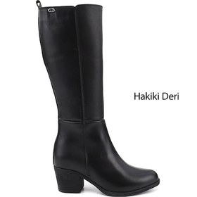 Resim Gönderi(R) Gönderi R Kadın Siyah Fermuarlı Kalın Topuklu Hakiki Deri Çizme Gkzc13452526 