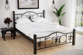 Resim Argimo Yakamoz Tek Kişilik Ferforje Ahşap Metal Siyah Karyola - 90x190 