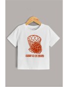 Resim MORNİNG KİDS BEYAZ Basketbol Pota Baskılı Çocuk Tshirt 