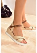 Resim Fox Shoes Bej Keten Kadın Dolgu Topuklu Ayakkabı K674305005 