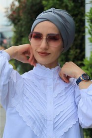 Resim Sahra Şal Dünyası Çapraz Bone Gri 