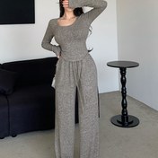 Resim Kadınlar için Rahat Uzun Kollu Yuvarlak Yaka Dar Kesim Tulum, Cep Detaylı - Düz Renk Kahverengi, Ev veya Boş Zamanlar için Rahat Polyester Sonbahar / Kış Kıyafeti, Günlük Giyim | Rahat Kesim Tulum | Polyester Kumaş 