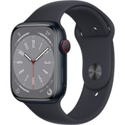 Resim Apple Watch Series 8 45mm GPS+Cellular Gece Yarısı Alüminyum Kasa ve Spor Kordon (Apple Türkiye Garantili) 