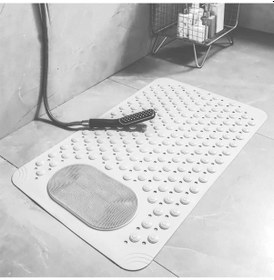 Resim Mainshop 2 Adet Vantuzlu Banyo Ve Duş Kaydırmazı Duşa Kabin Küvet Içi Banyo Paspası 36 X 69,5 Cm M-162 Beyaz 