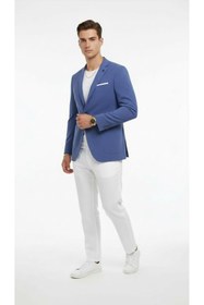 Resim Plus Scorpion Erkek Slim Fit Blazer Ceket Tek Düğmeli Çift Yırtmaçlı Torba Cepli Yarım Astarlı 