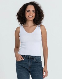 Resim İLKCET MODA Kesik Yaka Esnek Kadın Triko T-shirt 