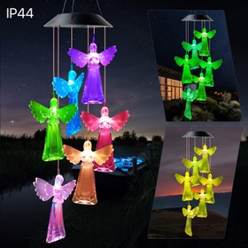 Resim Güneş Enerjili Rüzgar Çanı Işığı - Renk Değiştiren LED Melek Kolye Lambası, Bahçe, Patio ve Bahçe için Dış Mekan Dekoratif Peyzaj Aydınlatması, Anne, Büyükanne, Kadınlar, Eş, Teys, Kız Kardeş, En İyi Arkadaş, Melek Işıkları için Mükemmel Hediye 