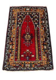 Resim El Dokuma Yahyalı Seccade 75x115 Namazlık Kırmızı Yün Namazlık 