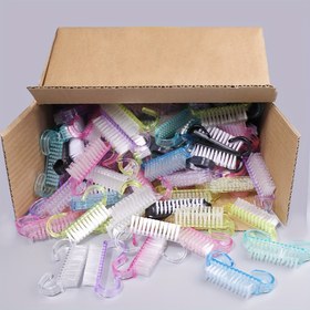 Resim 100 Adet/Kutu Temizlik Tırnak Sanatı Fırça Aletleri, Tırnak Bakımı Manikür Çok Renkli Yumuşak Toz Alma Açılı Akrilik Tırnak Tozu Fırçası 