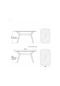 Resim Dikdörtgen Mermer Desenli Yemek Masası Gri Siyah 138x80x76 Cm Atlantik - Çam 