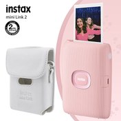 Resim Instax Mini Link 2 Toz Pembe Akıllı Telefon Yazıcısı ve Deri Kılıf Fujifilm