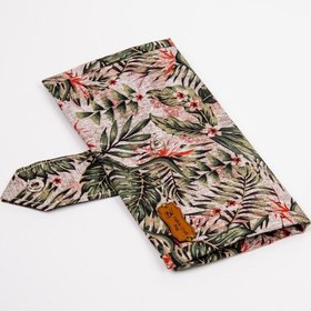 Resim Fabric Craft Bag Kadın Kumaş Cüzdan Duck Kumaş Tropikal Desenli Kartlık Fermuarlı Uzun Cüzdan Haki Yeşil 