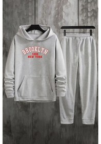 Resim Uyguntarz Unisex Brooklyn Baskılı Eşofman Takımı Gri 