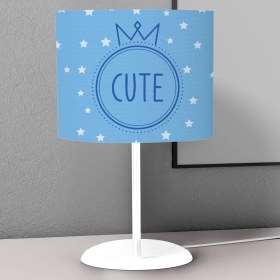 Resim instababyrooms Açık Mavi Tatlı Taç ve Yıldız Desenli Çocuk Odası Dijital Baskılı Çocuk Odası Masaüstü Abajur Avize 