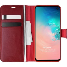 Resim Samsung Galaxy S10e Kılıf Delux Leather Wallet Kırmızı 