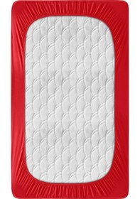 Resim Penye Lastikli Çarşaf, Tek Kişilik ,kırmızı, %100 Pamuk Örme Kumaş, 130 Gr/m² Kırmızı 