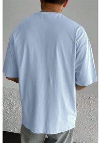 Resim Erkek Beach Baskılı Oversize Tshirt Bebemavi Bebek Mavisi 
