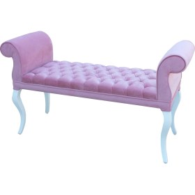 Resim Meltem Smart Genç Odası Kapitoneli Sofia Bench Puf (beyaz-pembe (3010)) 